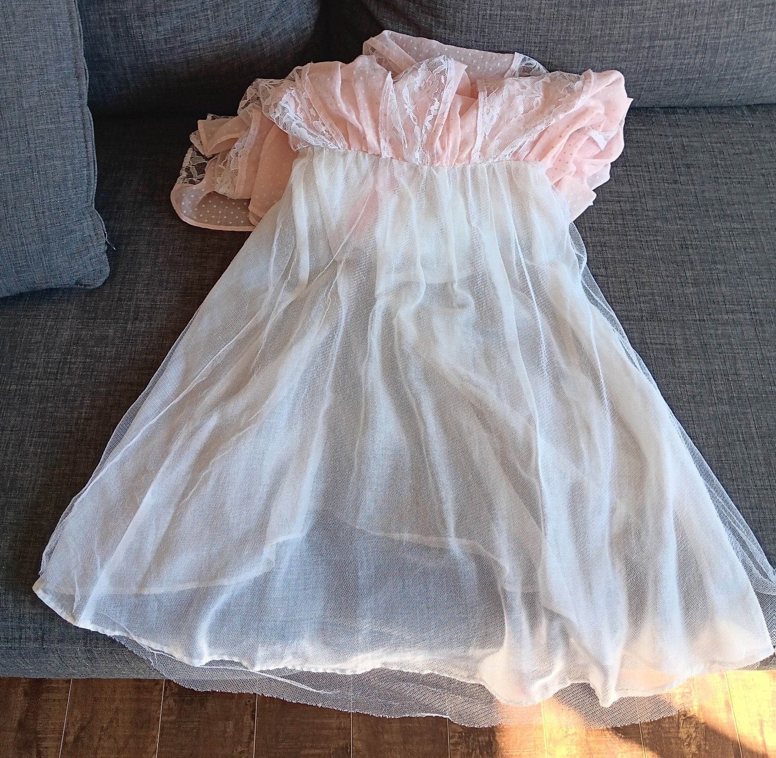 Vintage Pink Swiss Dot Lace Dress Cottagecore Prairie Frilly Dress Lolita 80s