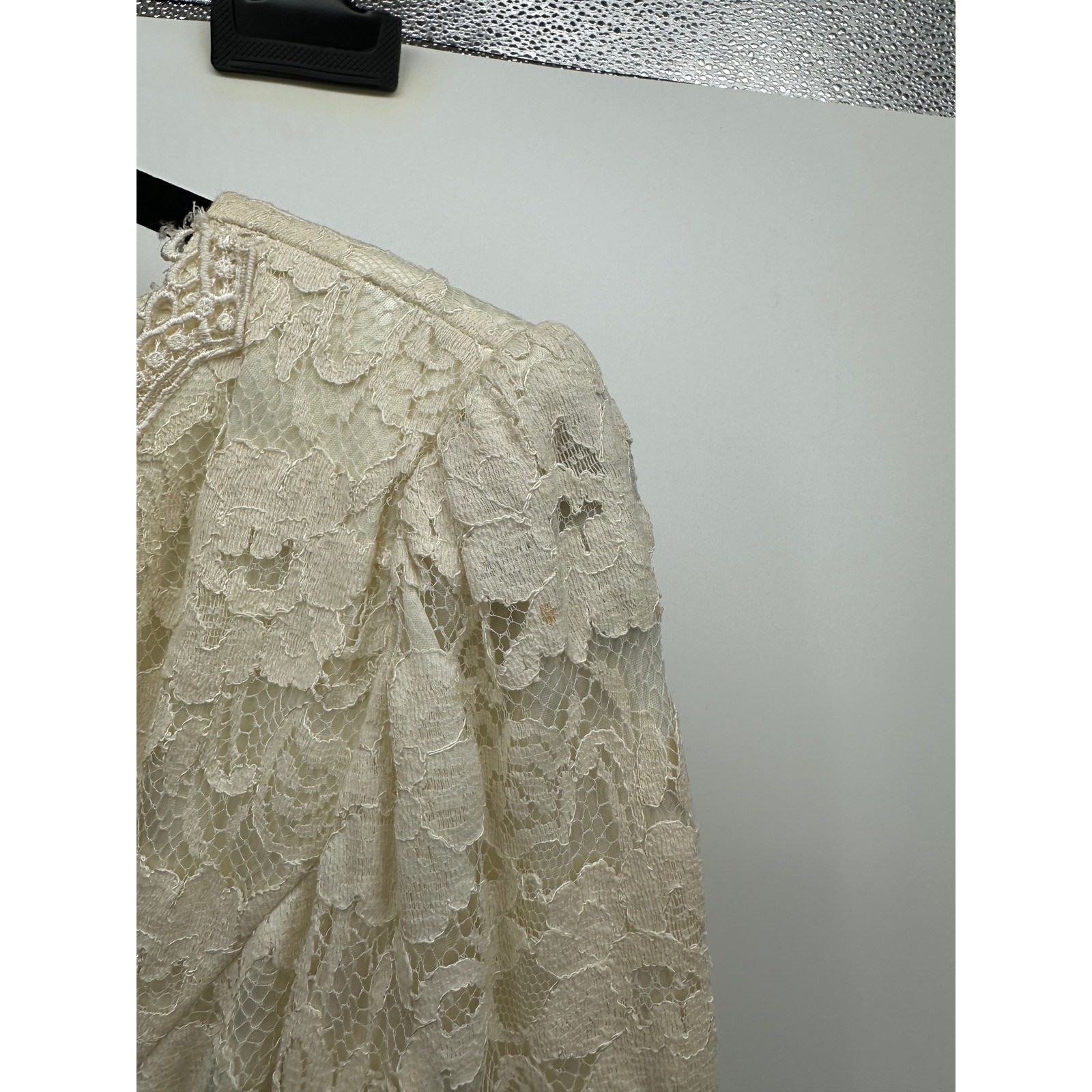 Scott McClintock Vintage Lace Evening Gown Black Cream Long Sleeve Dress Size 8