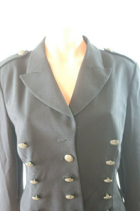 DKNY Vintage 90s y2k Women’s black cropped crop military Blazer sz 4