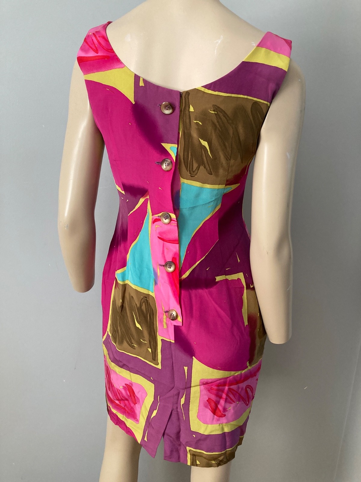 Gillian Vintage Silk Bright Abstract Wiggle Dress SZ 6