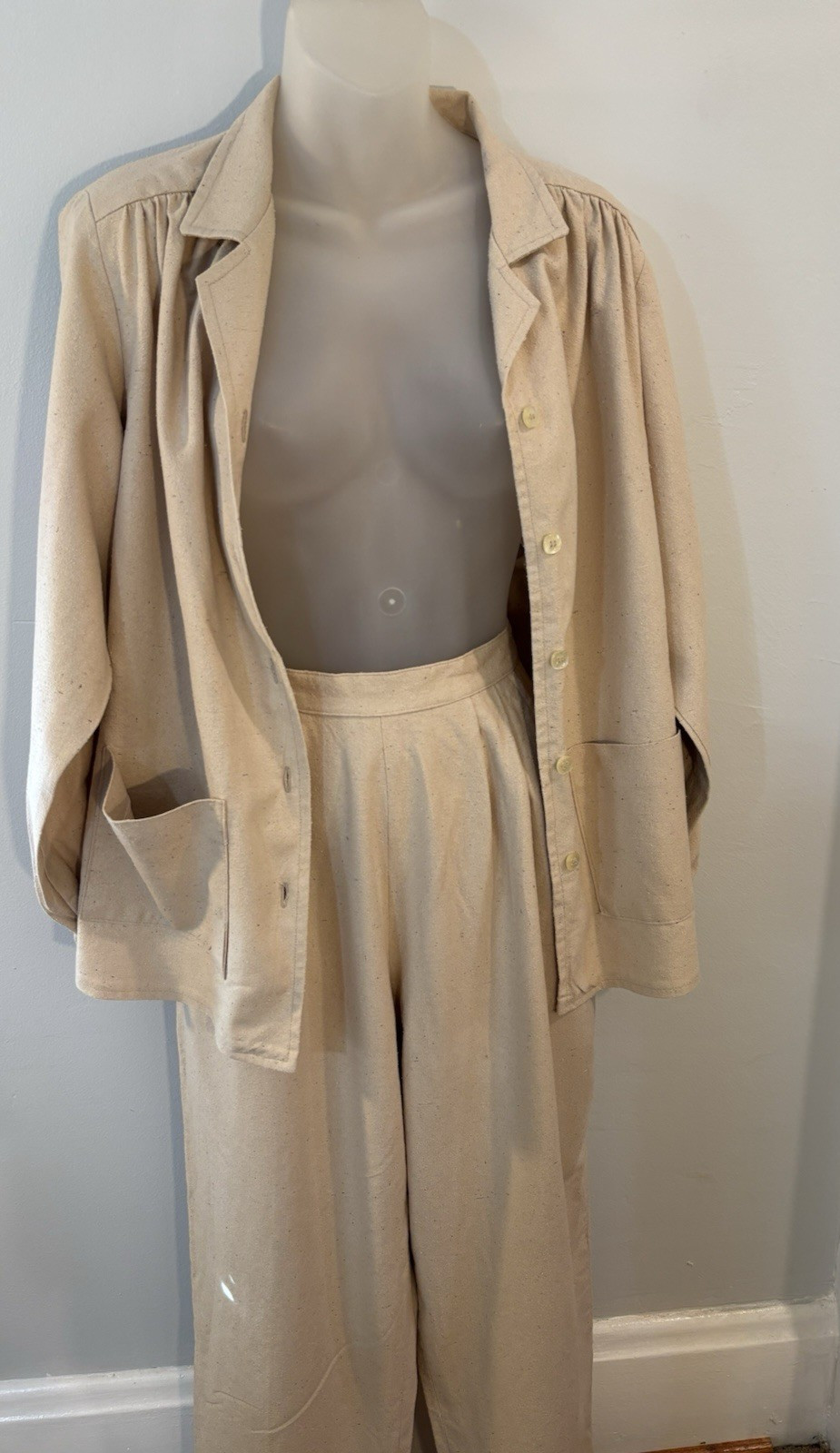 Roomy 70’s Vintage Pant Suit by Thimble Weeds nubby cotton vacation wear size M