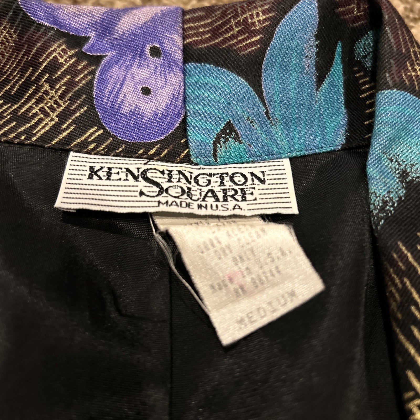 Vintage Kensington Square Blouse Top M Button Long Sleeve Butterflies A44