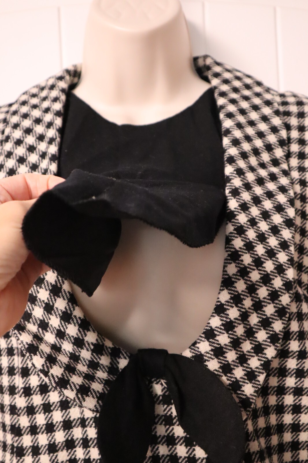Vintage 1960s 70s PENNEY’S 100% wool black white checkered dress size 11 (NWD)