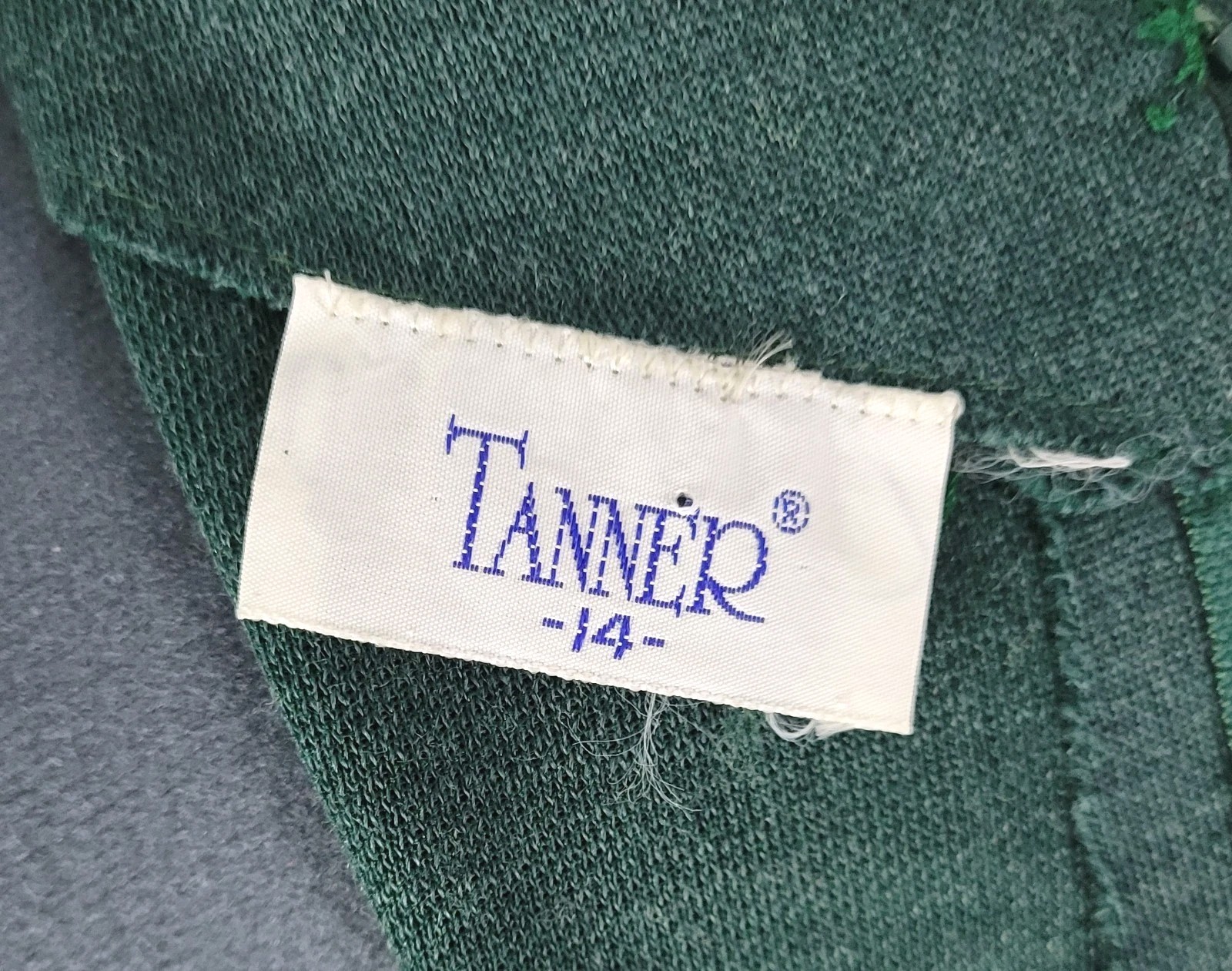 Vintage Tanner Green Wool Blend Blouson Dress w Elastic Waist Size 14