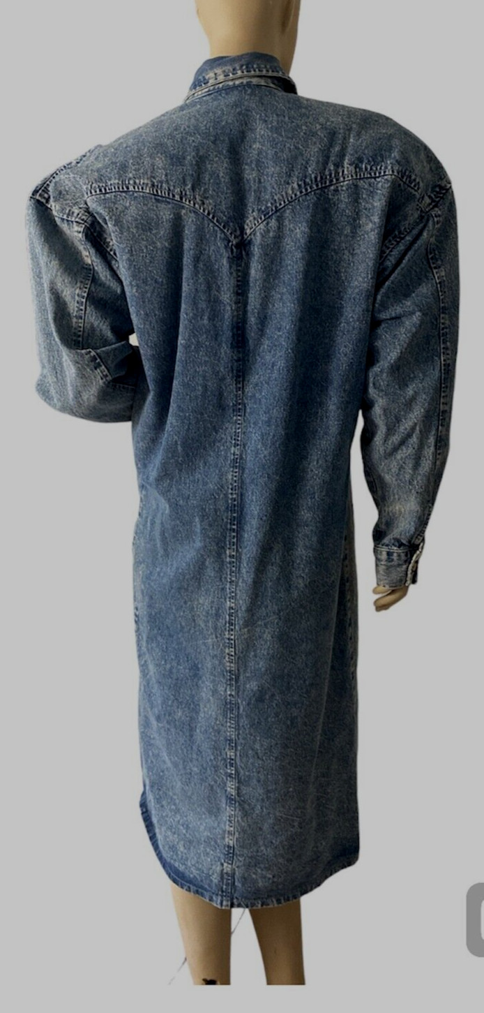 Vtg Jou Jou Women’s Denim Jean Trench Coat Duster 100%Cotton Dress Jacket Size1X