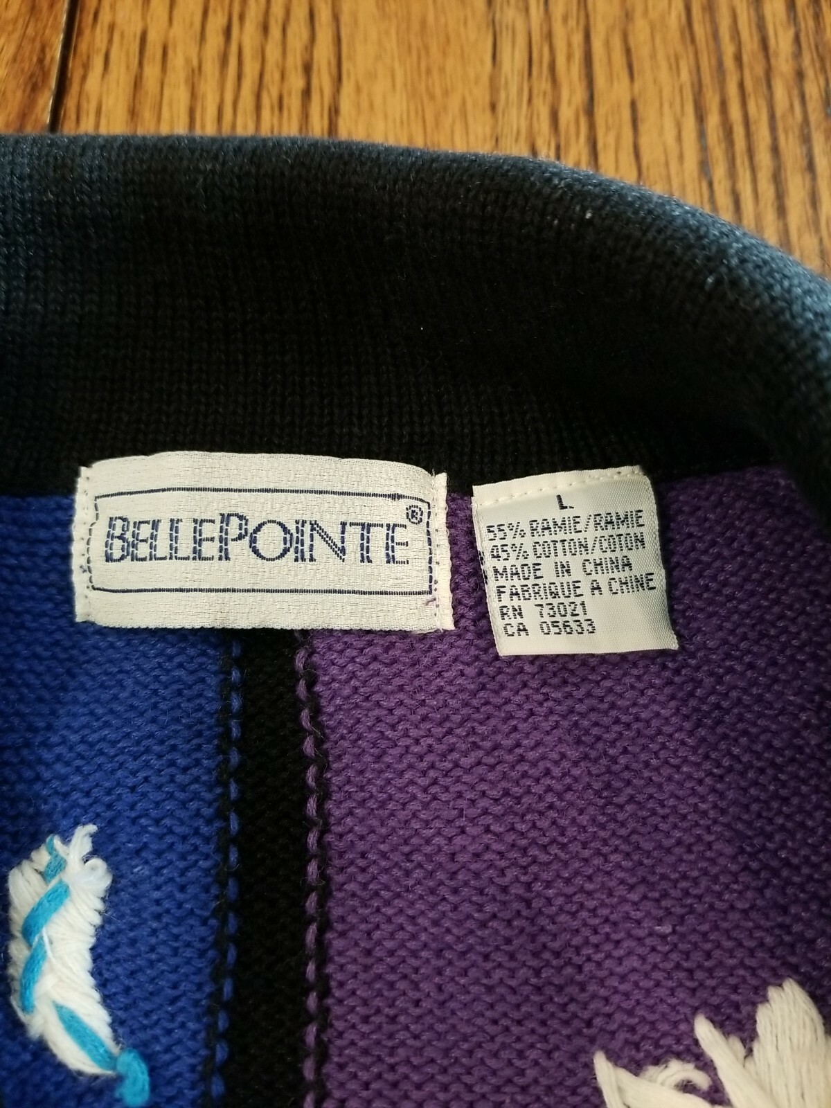 Belle Pointe Women’s Sz L Vintage Knit Sweater Vest Colorblock Embroidered