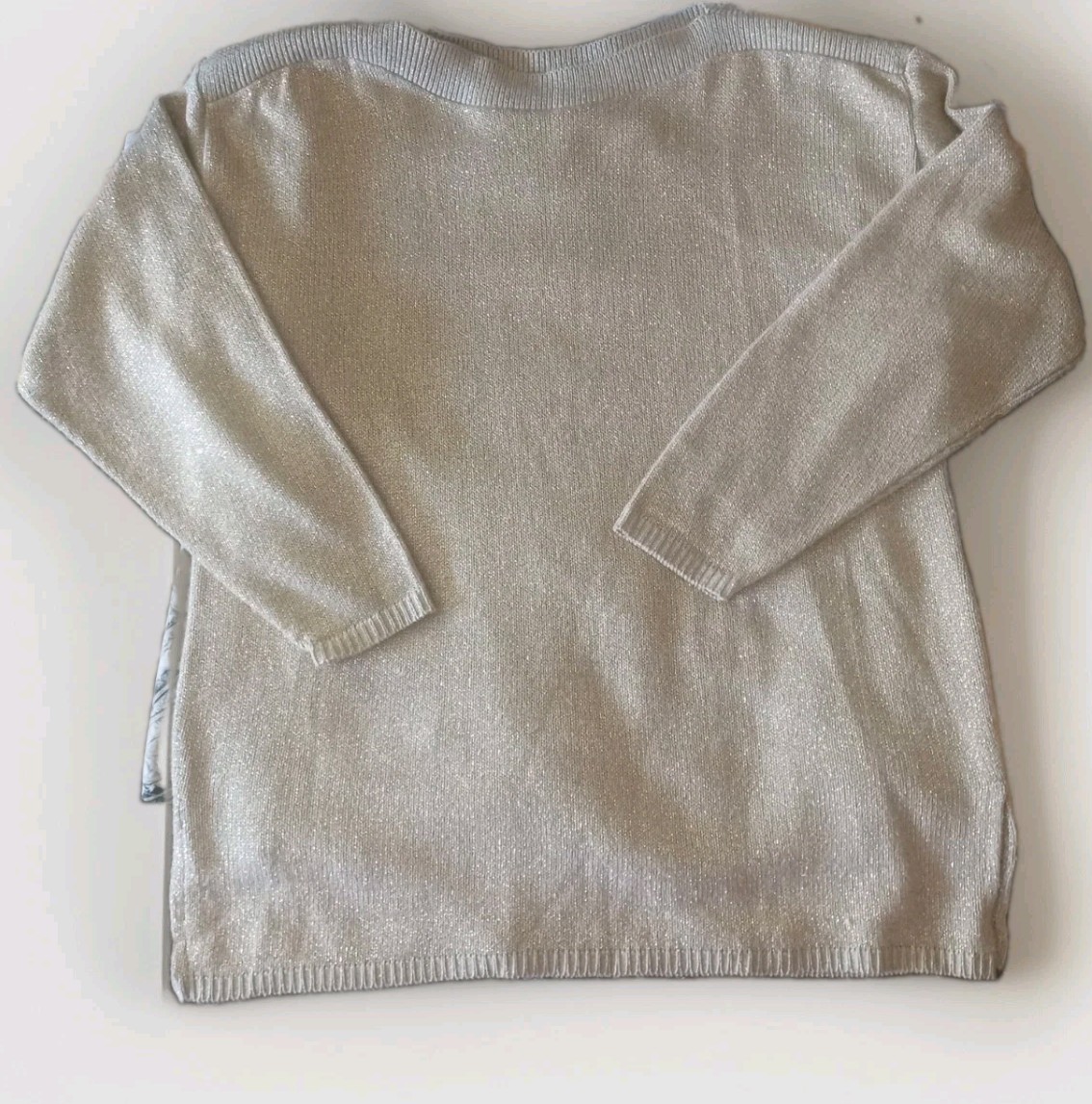 Vtg Bedford Fair Metallic Gold Glitter Boat Neck Sweater Tunic XL Mob Wife