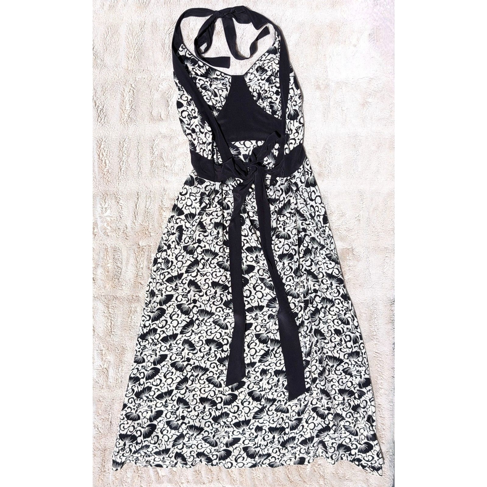 VTG Trashy Diva ASO Sophia Bush „Stay Alive” Dancer Print Silk Halter Dress Sz M