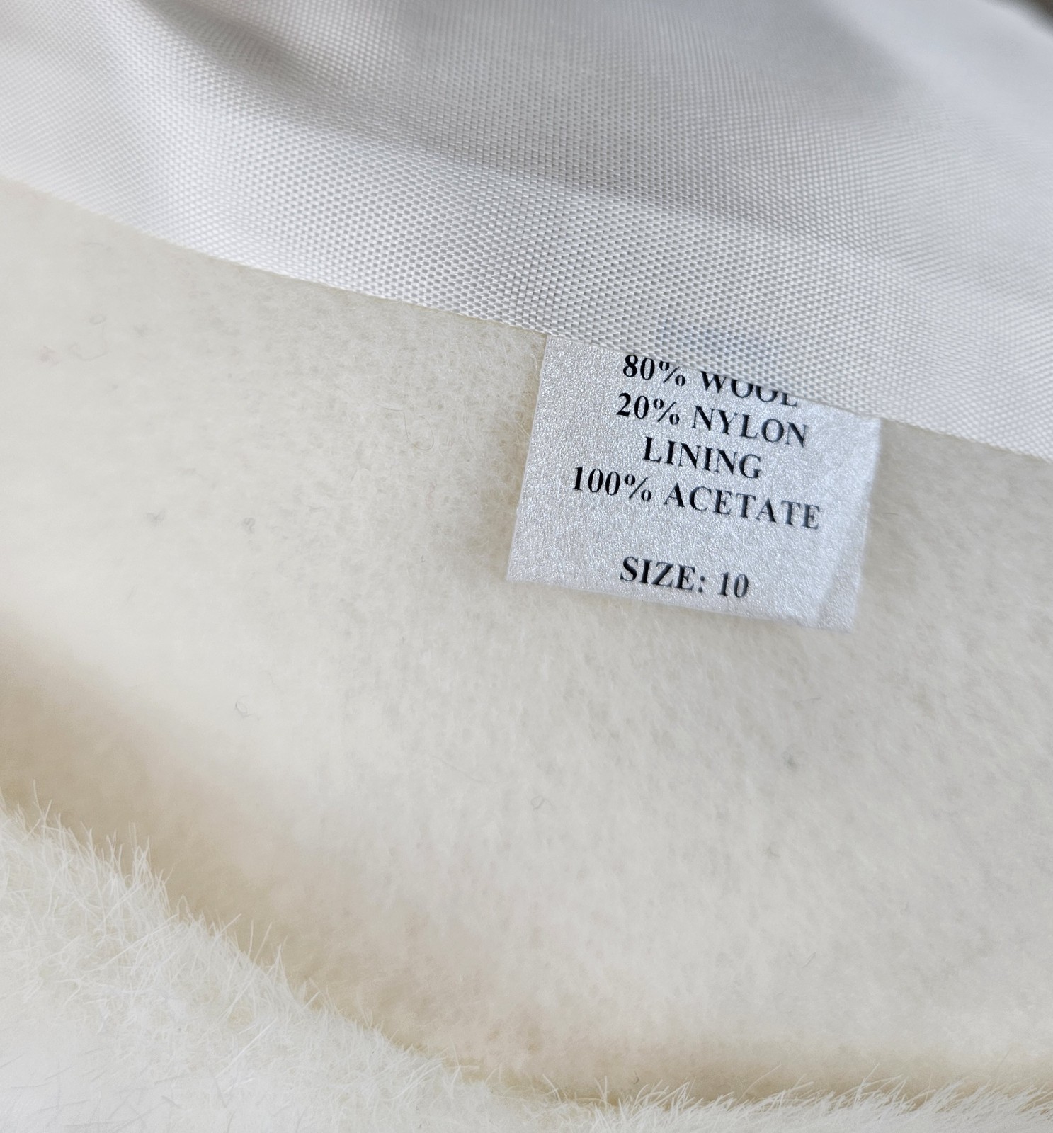 NWT Vtg Monterey Fashions White Faux Fur Wool Long Coat Sz 10 Overcoat Mob Wife
