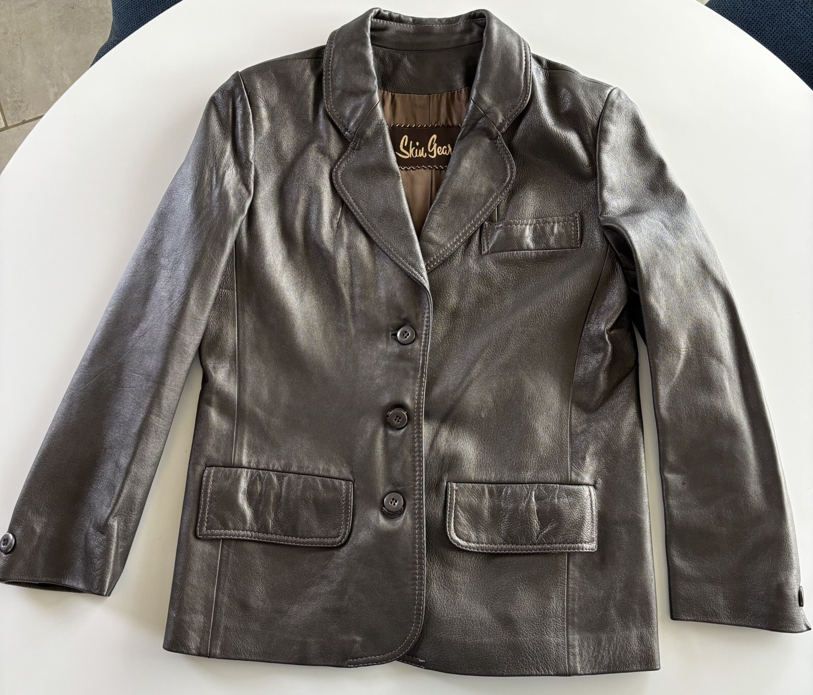 Vintage 80s Skin Gear Leather Jacket Women’s Soft Gray Sz S M