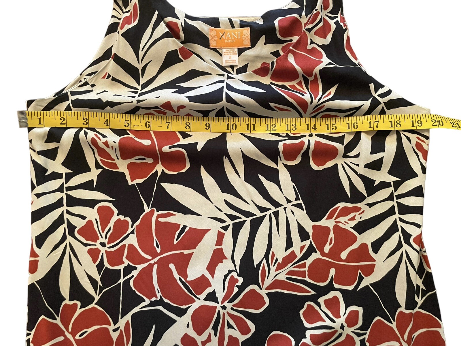 Vintage Nani of Hawaii Dress Tropical Hawaiian Knee Length Sz Small Tan Floral