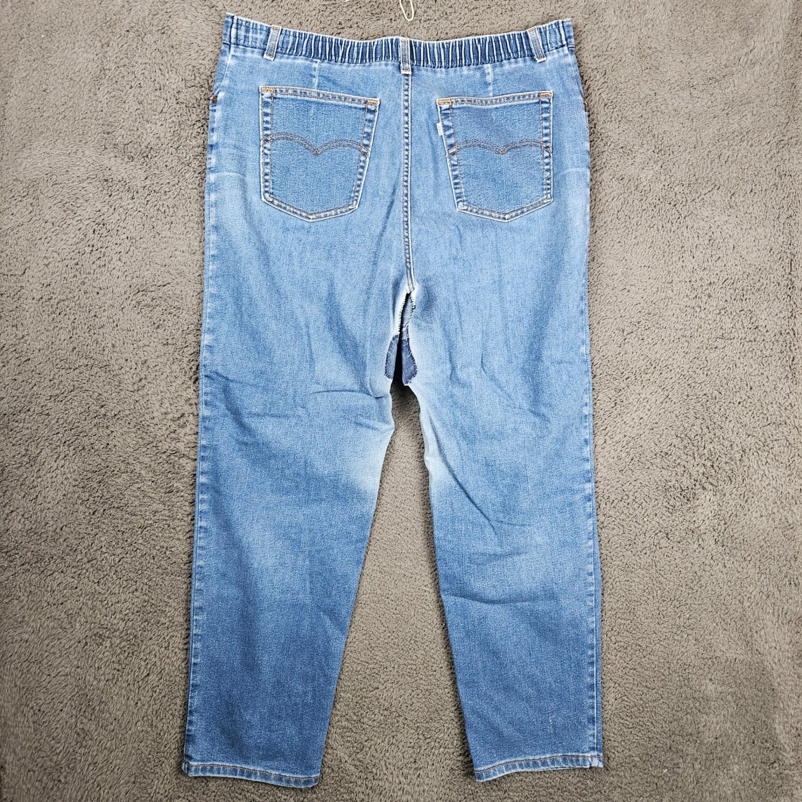 Vintage Levis 26W 40 Light Wash Patchwork Straight Leg Jeans Made in USA Blue