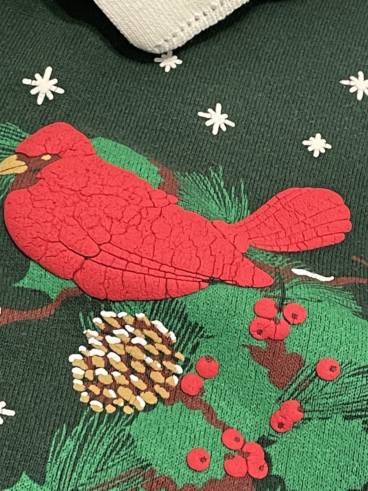 vtg 80s Pegigoff Large collared christmas collared sweatshirt Cardinals Puffy