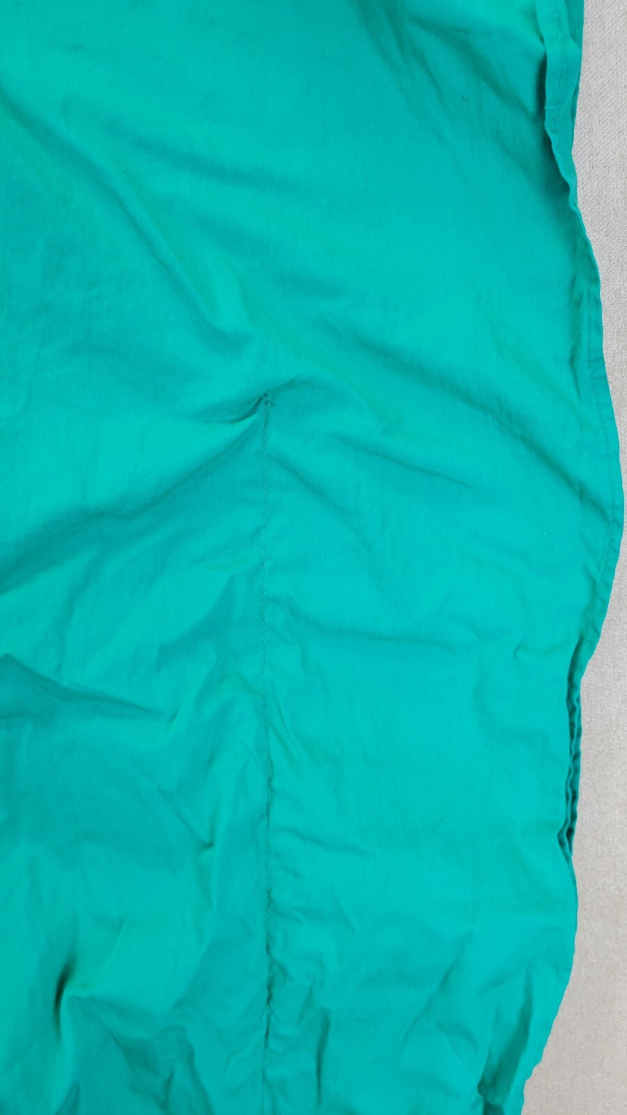 Vintage Womens Teal Muumuu With A Multi Colored Cheese Cloth Vneck Design