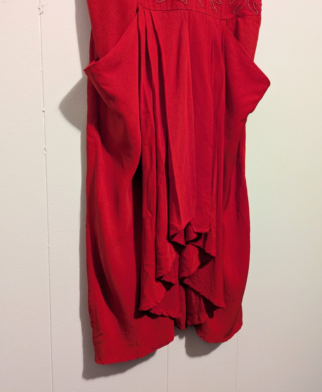 Vintage Casadei Women’s Red Rayon SEXY 80s 40s Rhinestone AS IS Party Dress