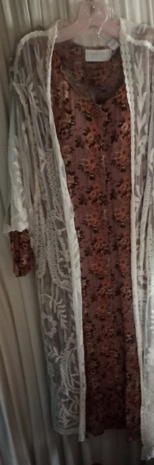 Vintage Passports Pier 1 Imports Long Sleeve Button Down Fit and Flare Dress