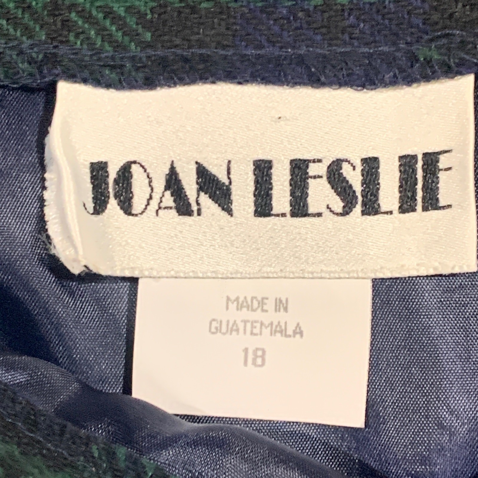 Joan Leslie Vintage Wool Blend Black Watch Plaid Pencil Maxi Skirt Green Blue 18