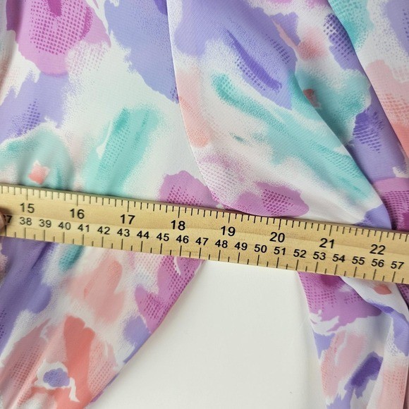 80s Vintage Assorti by Susan Freis Pastel Ruffle Bodice Dress Small Ruffle LS