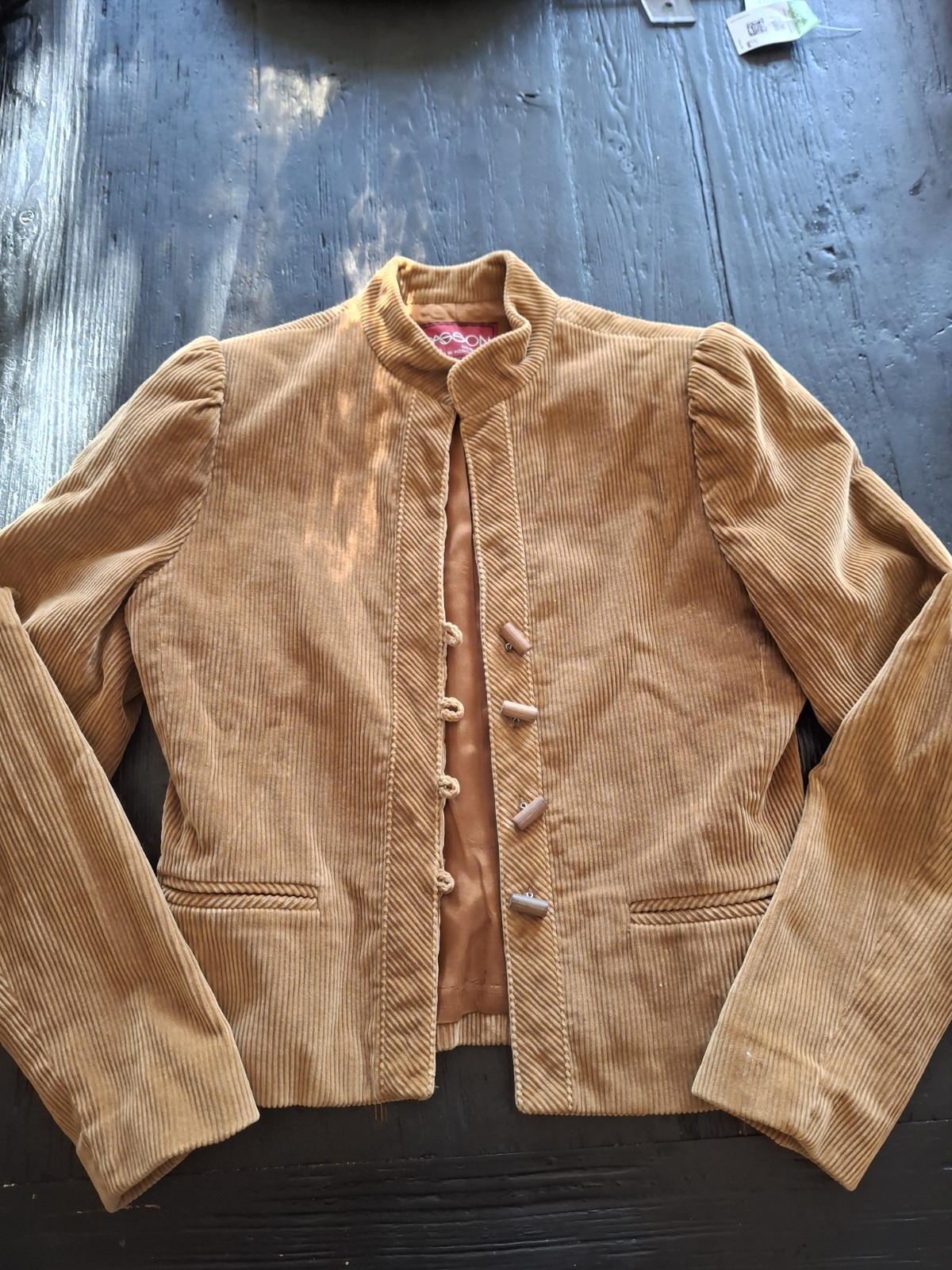 VTG 80’s SASOON Women’s Brown Retro Corduroy Toggle Fitted Blazer Small 8/9
