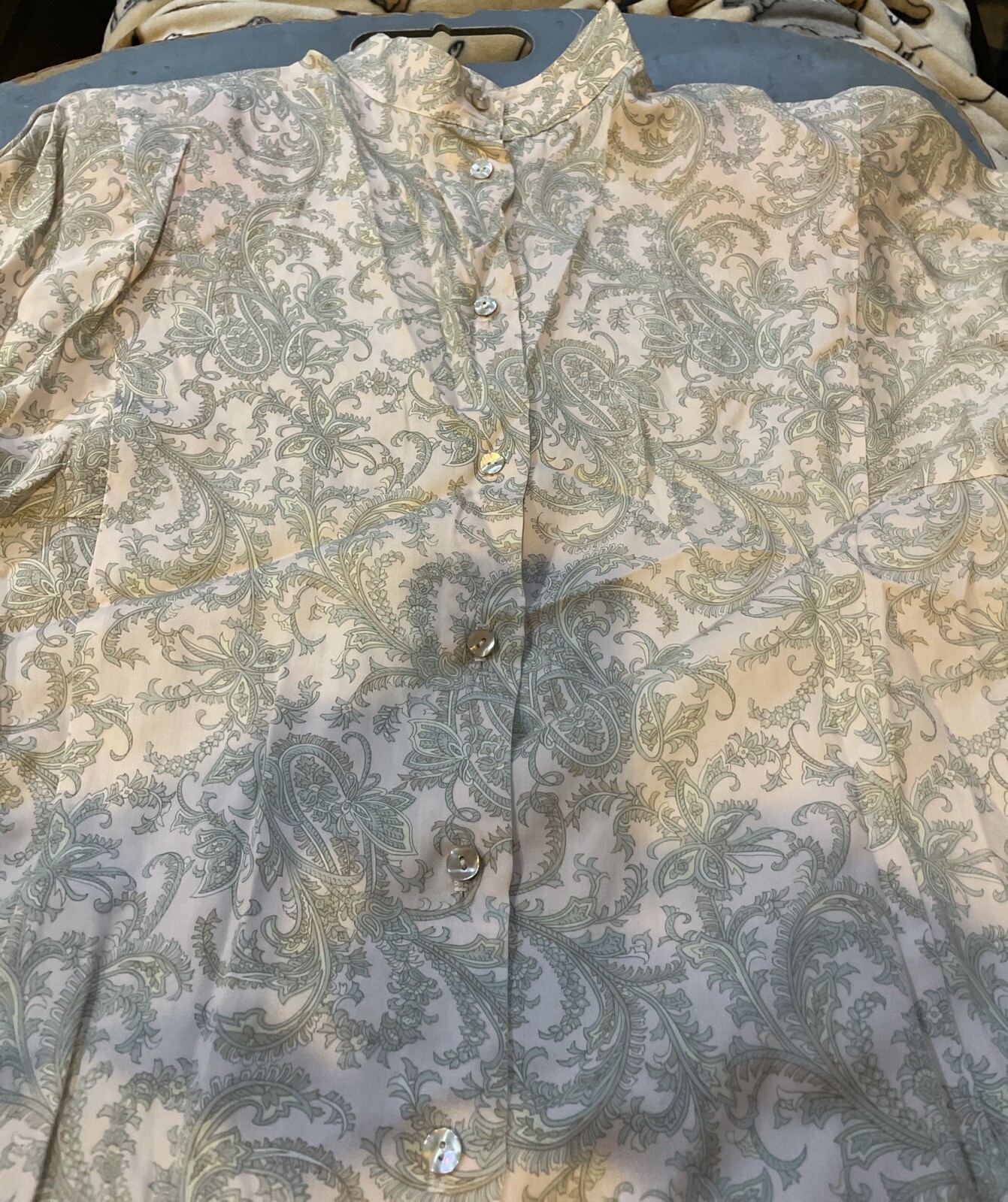 Vtg David Brooks Skirt 2 Piece Set Pink Paisley 90s Short Sleeve Modest Size 10