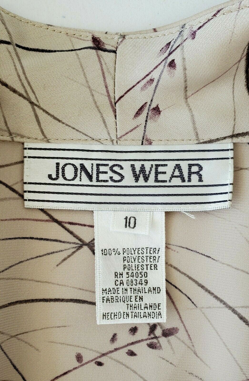 Vintage Women’s JONES WEAR 1980’s Abstract Brown Button Down Career Blouse SZ 10