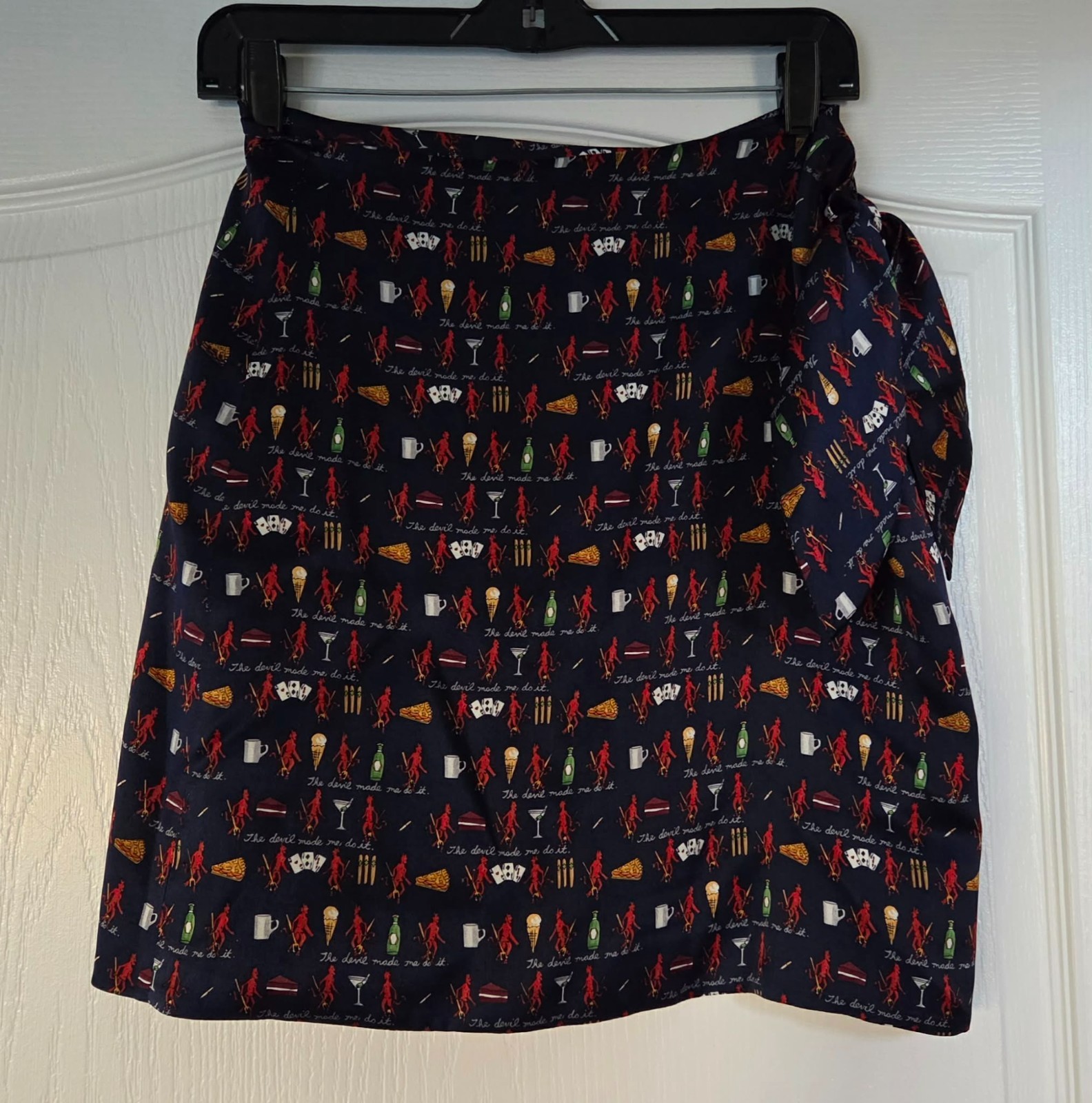 NWOT NICOLE MILLER Silk Limited Edition Wrap Skirt The Devil Made Me Do It – L