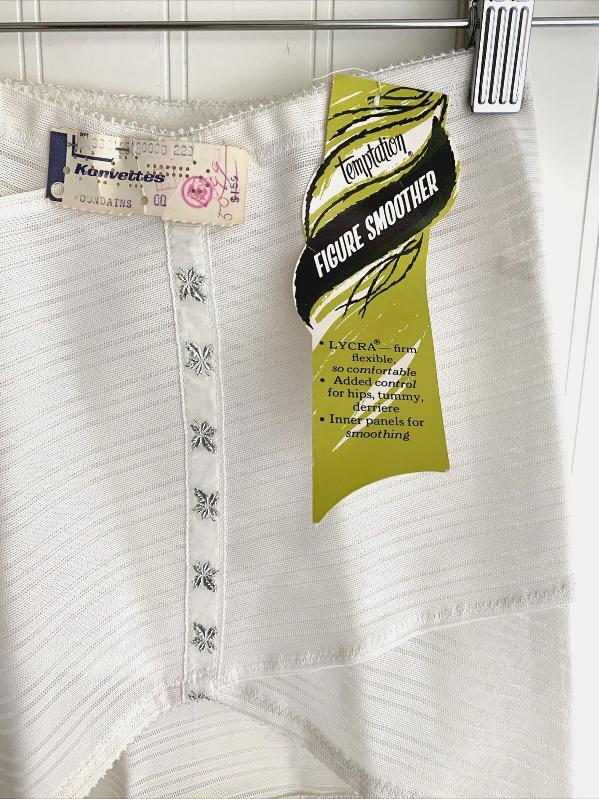 Vintage 1950’s 60’s TEMPTATIONS NOS White OPEN BOTTOM Shaper GIRDLE Garter Sz S