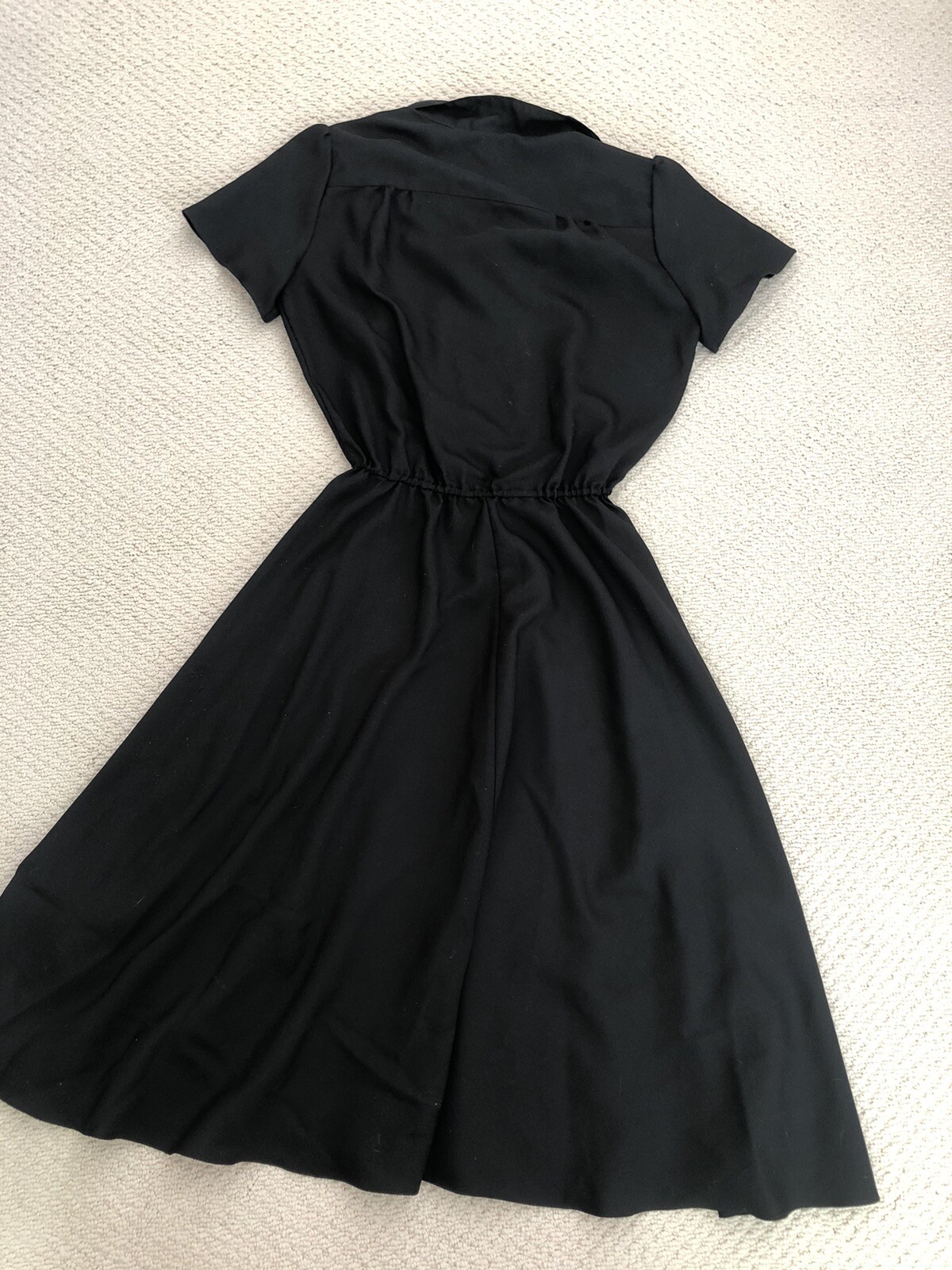 Vtg 80s MISS ASHLEE Nautical Shirt Dress Black 14 COOL
