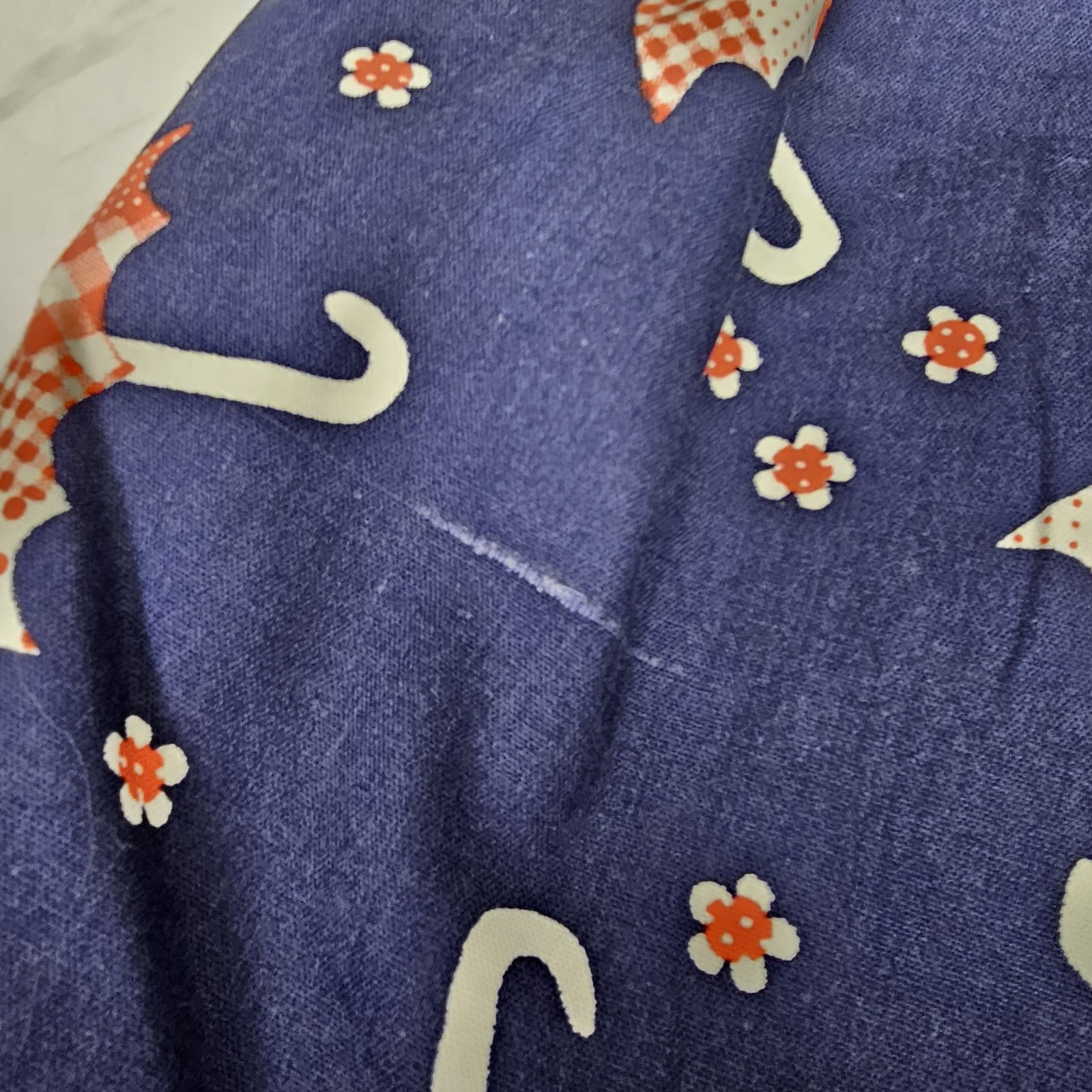 Vintage 70s Handmade 23″ Hi Waist Navy Heavy Cotton Umbrella Pattern Aline Skirt