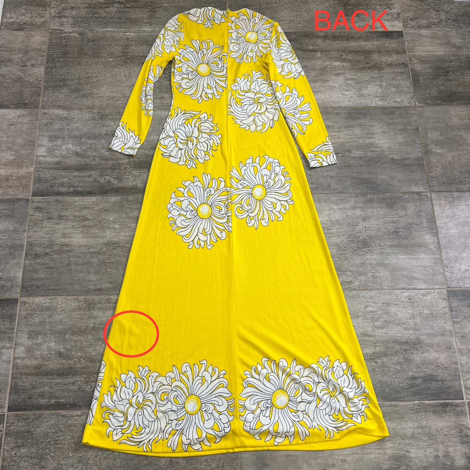 Mr. Dino Golden Door Vintage Maxi Dress Floral Yellow Women’s Size 8 **READ**