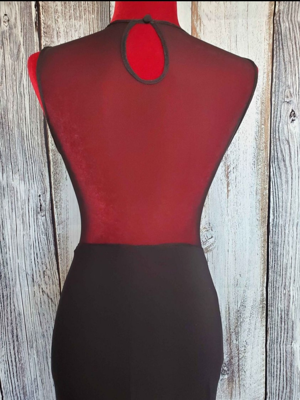 B Darlin Formal Dress Y2K Retro Black Sheer Cutout Mesh Avant Garde Small