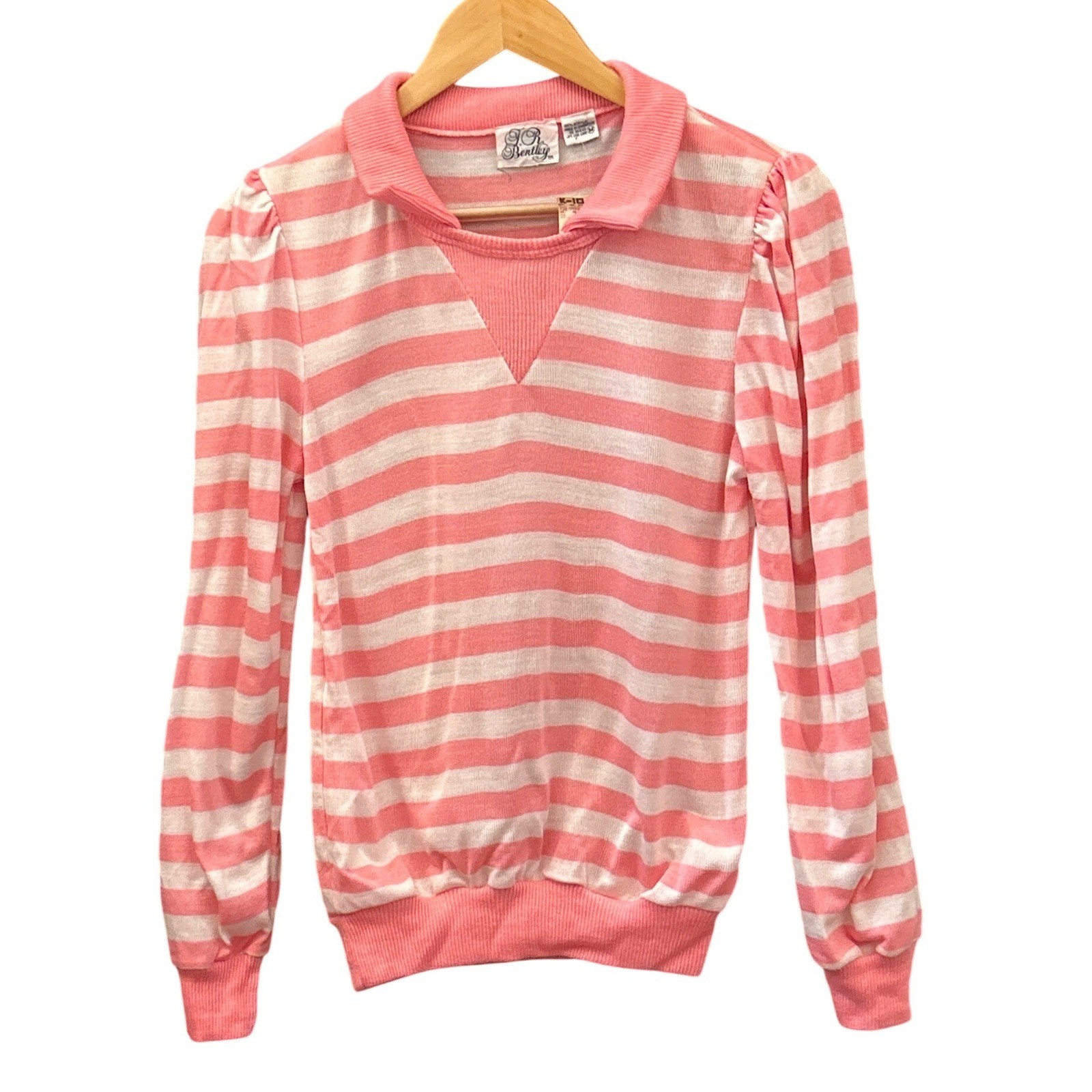 Vintage J.R. Bentley Striped Polo Sweater Preppy Coquette Retro 80s Academic