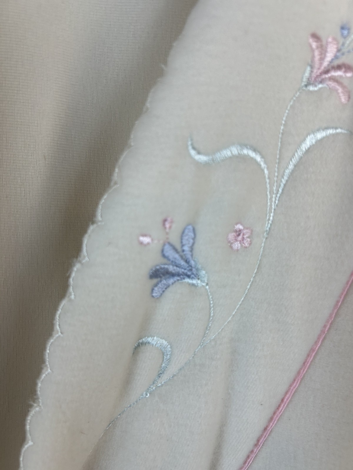VTG Sears ApostropheRobe Women White Blue Pink Floral Fleece Long Warm Sz L
