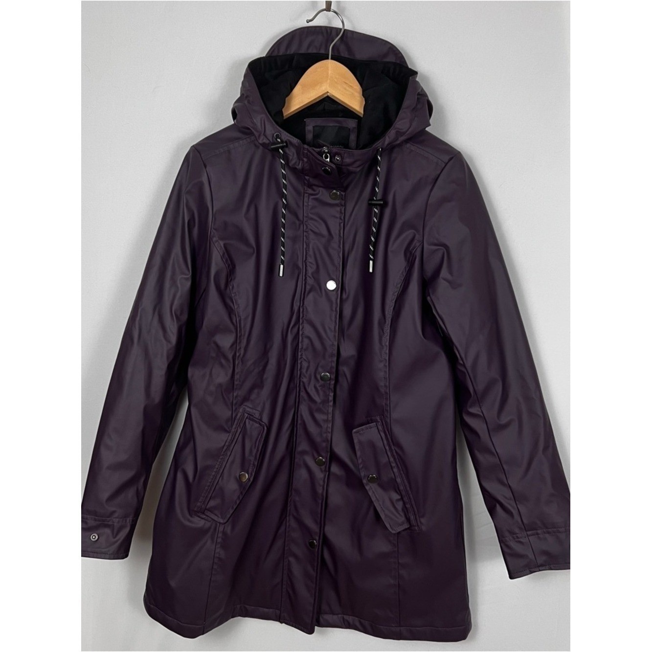 Weatherproof Women’s Hooded Rain Slicker Jacket Plum Size Small