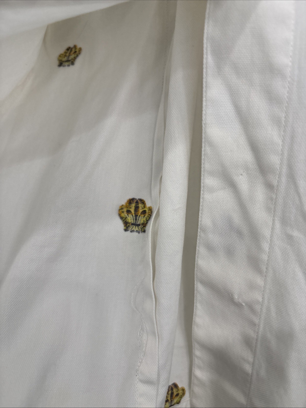 VTG ESCADA Margaetha Ley fleur-de-lis Embroidered Gold Button Blouse 34 Germany
