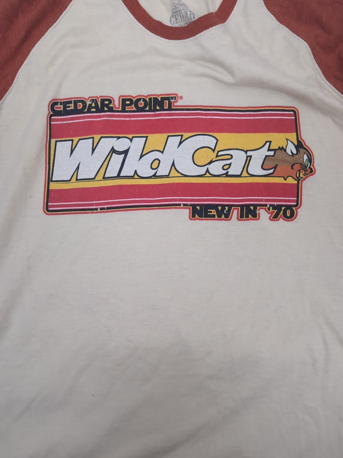 VINTAGE Cedar Point Shirt Wild Cat Roller Coaster Size M 70s Women’s Baseball