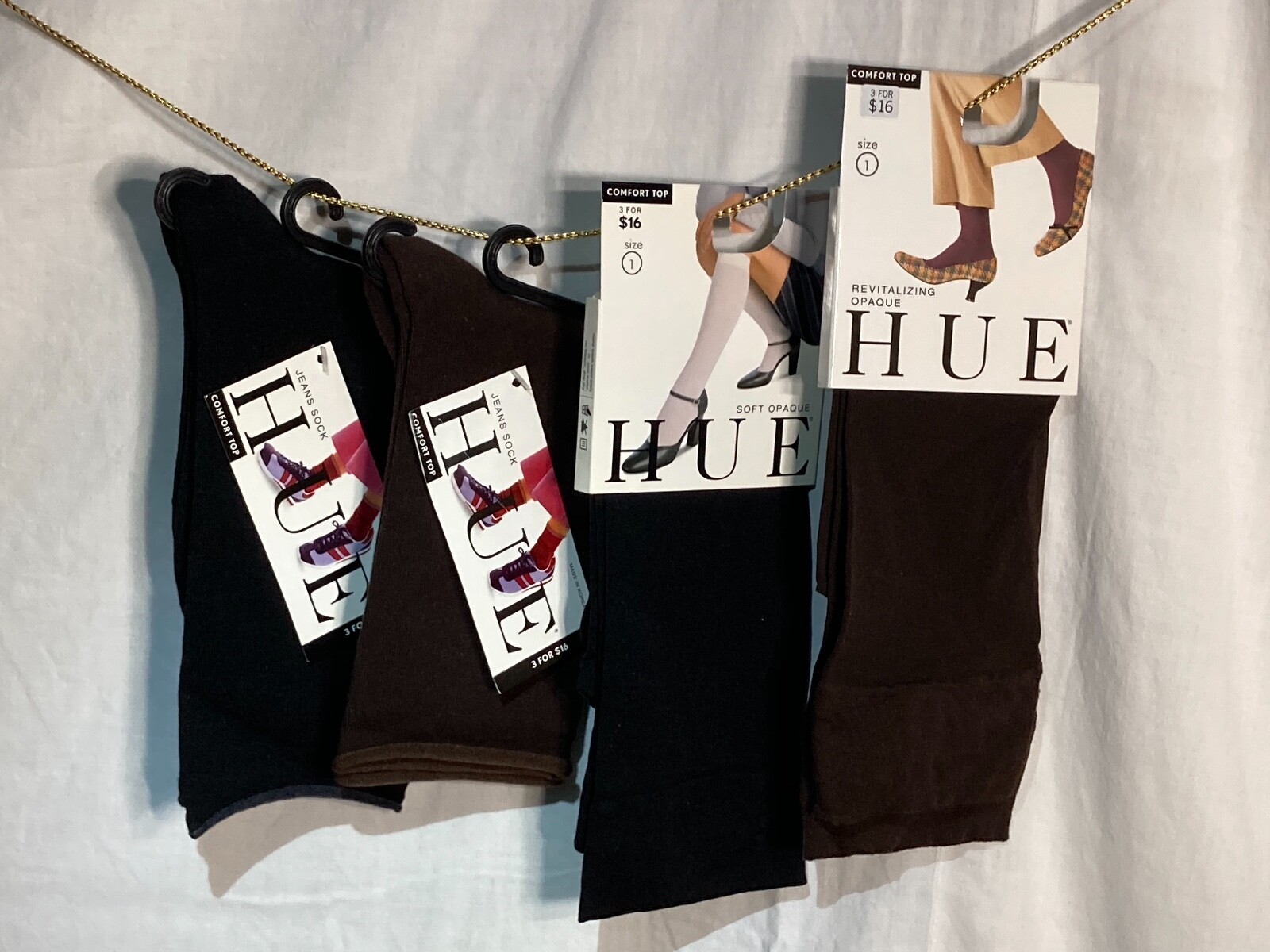 Vtg. Hue Comfort Top Cotton Nylon Jeans #6487 & Knee-Hi Sock size 1 Women’s 1pr