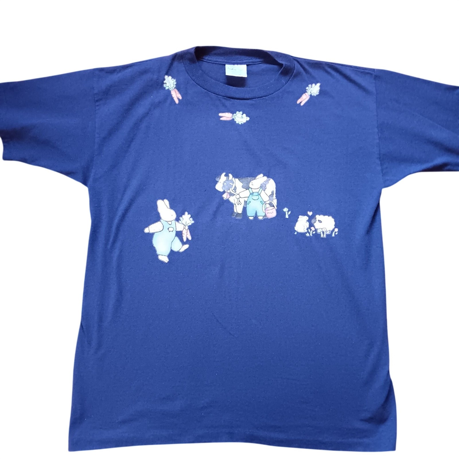 True Vintage Women’s T-shirt XL Single Stitch Granny Bunnies Cottage Granny