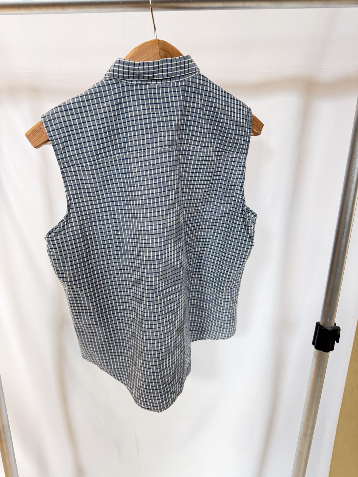 Ralph Lauren Vintage Collared Sleeveless Button Closure Blue/White Checker Sz XL