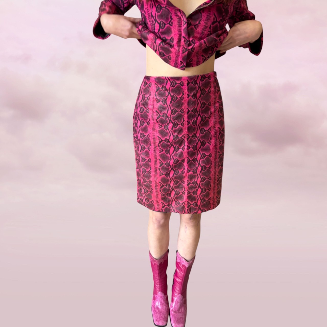 Vintage TABLE EIGHT Australia Pink Snake Print Jacket & Skirt Set – AU 12/14