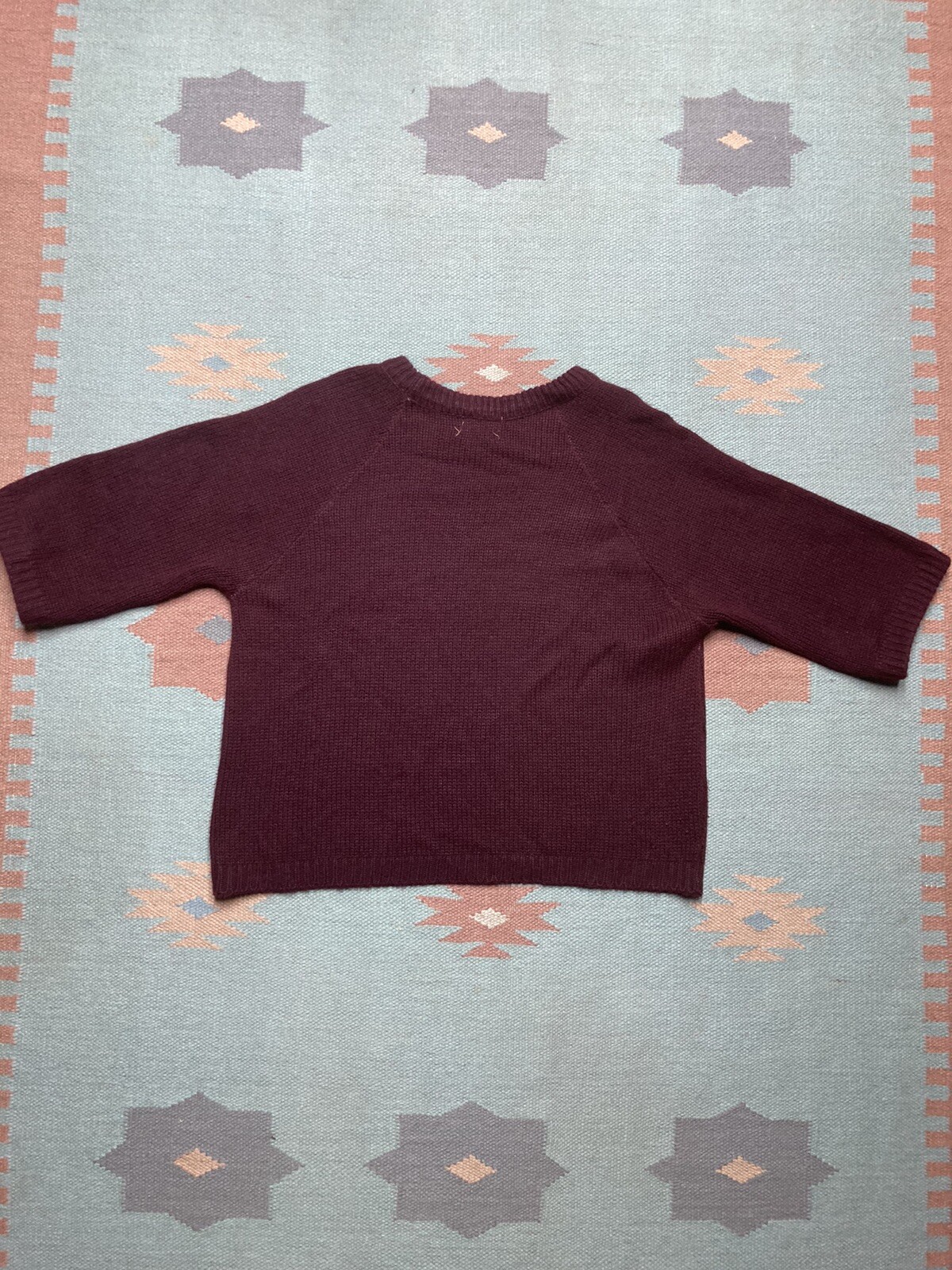 Vintage 60s sears knit sweater Orlon acrylic red maroon half sleeve large boxy