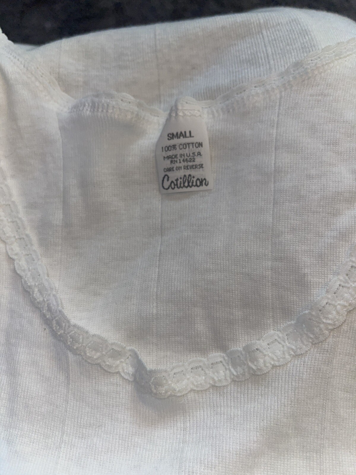 Vintage Y2K 90s Junior Girls Small Cotillion White Tank Top Lace 100% Cotton USA