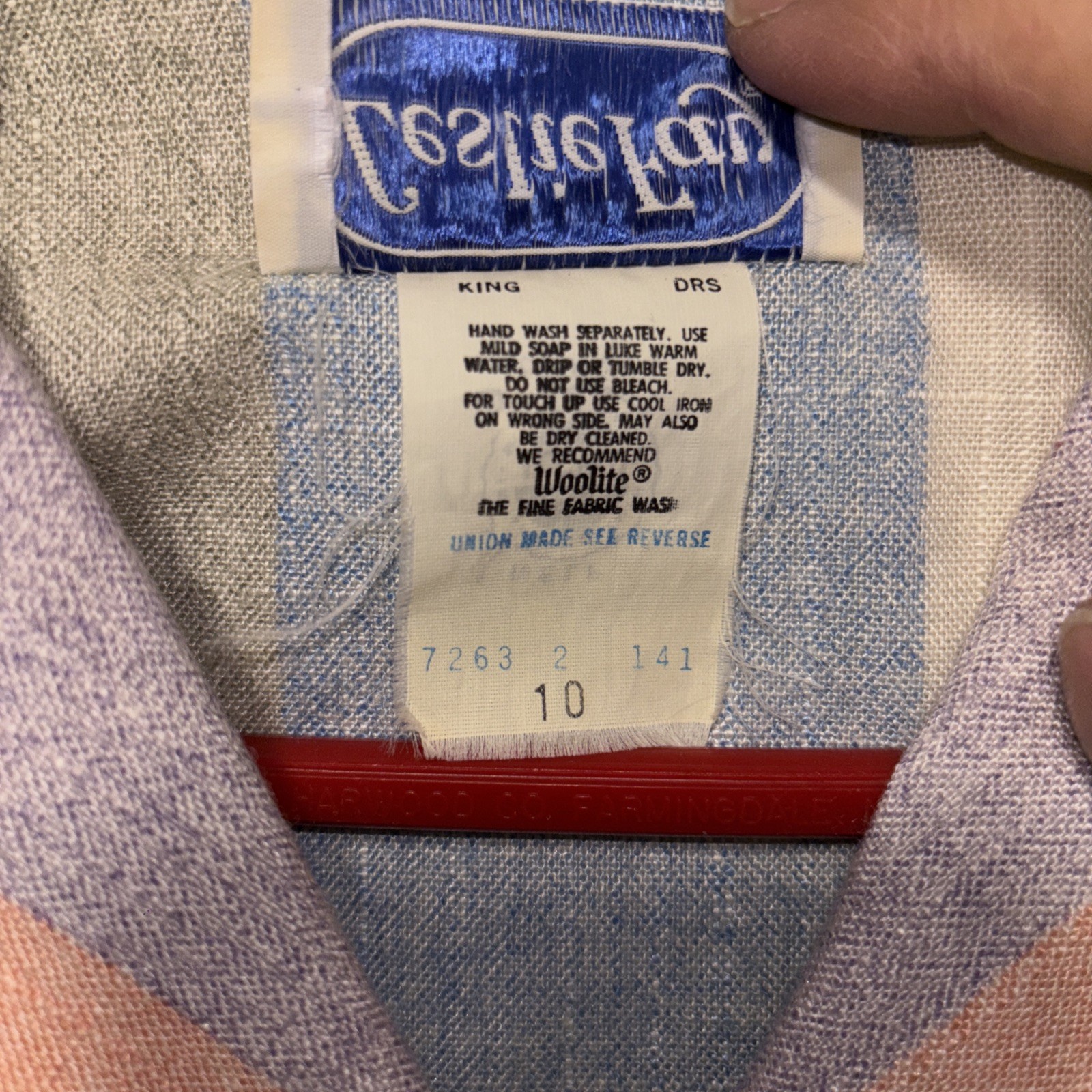 Vintage 70/80s Leslie Fay Dress 10 Water Pastel Shirt Dress Union Made Grandma