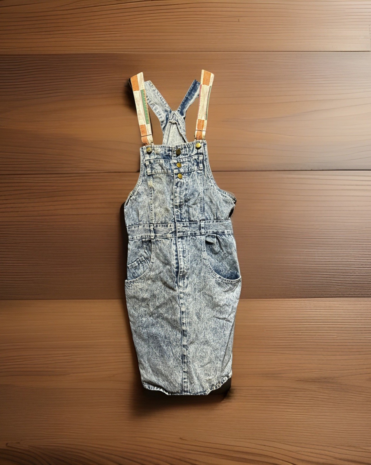 Hunt Club Acid Washed Denim Overall Jumper Dress Women’s Medium Vintage 80s 90s