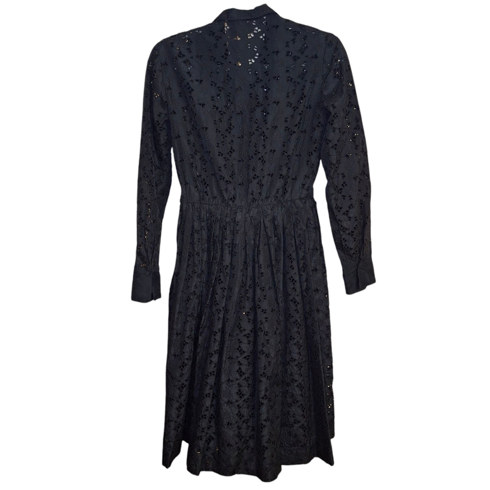 Vintage Black AFL CIO Union Made Lace Dress Classic Cinched Waist Flared Skirt