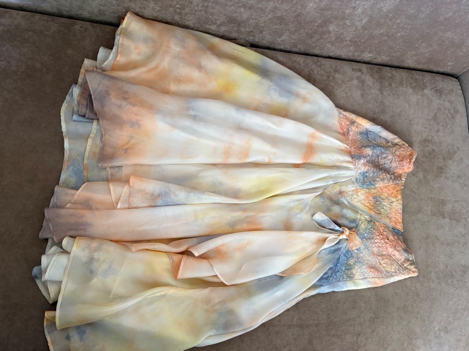 Vintage Maick Harold Paris Silk Blend Asymmetrical Tie-Dye Skirt