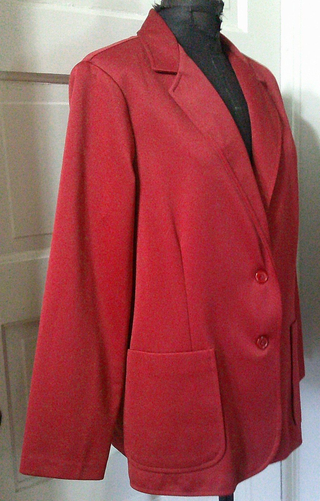 70’s Wine Red 2 Button Front Unlined Polyester Suit Jacket Blazer L