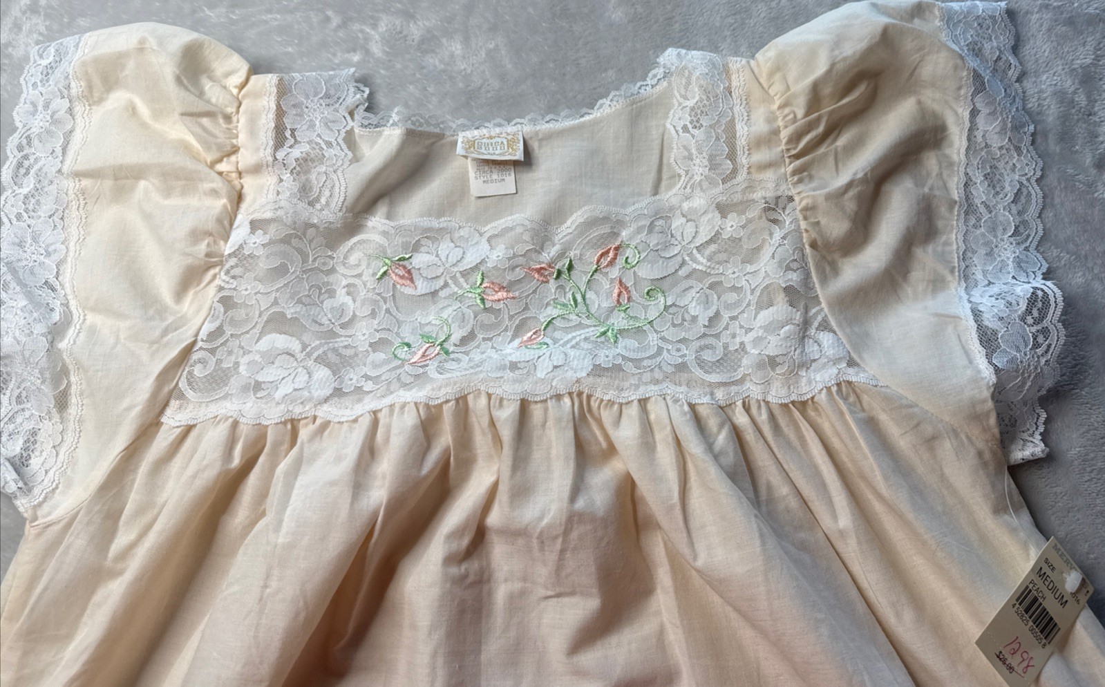 VTG Circa 2000 Nightgown NWT Medium 100% COTTON Lace Floral Made in USA