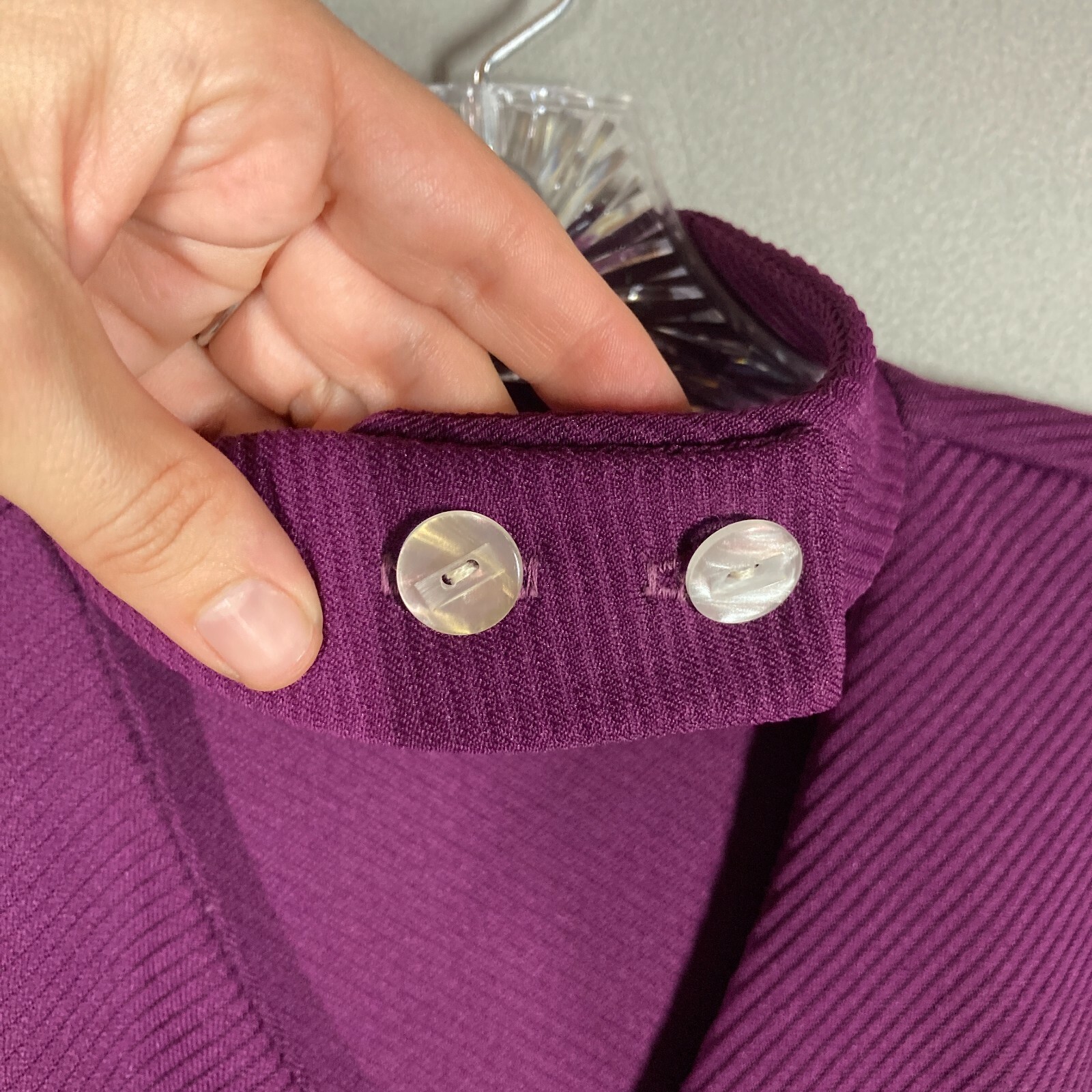 True Vintage Ladies Dress 60s Vibrant Purple Button Choker Collar Mini 31″W S/M