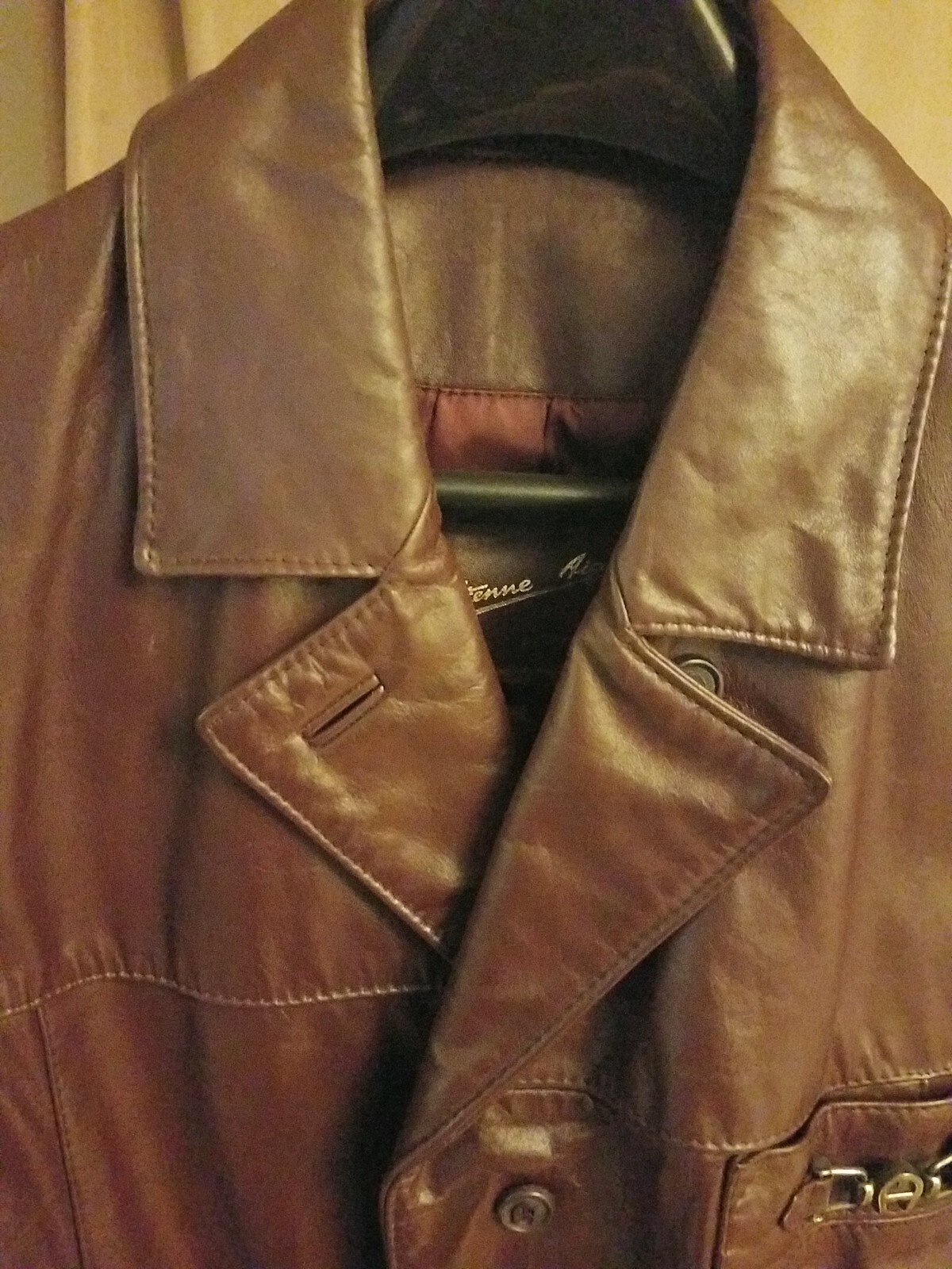 Vintage Etienne Aigner Leather Jacket Chocolate Brown Trench Coat Women’s 10